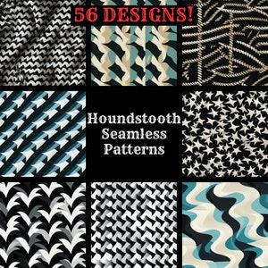 Houndstooth Seamless Digital Paper, Printable Scrapbook Paper Seamless Textures, Instant Download, Commercial Use Houndstooth Pattern