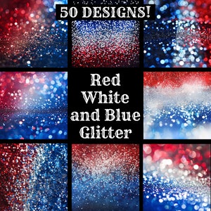Rot-weißes und blaues Glitzerpapier, rot-weißes und blaues Glitzerpapier zum Bedrucken, rot-weiß-blaues Glitzer-Tagebuchzubehör, Tagebucheinlagen