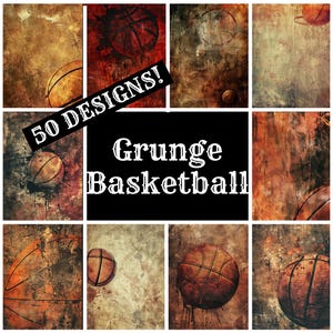Carta da giornale di basket grunge, carta da giornale stampabile di basket grunge, forniture per diari vintage, inserti per diari