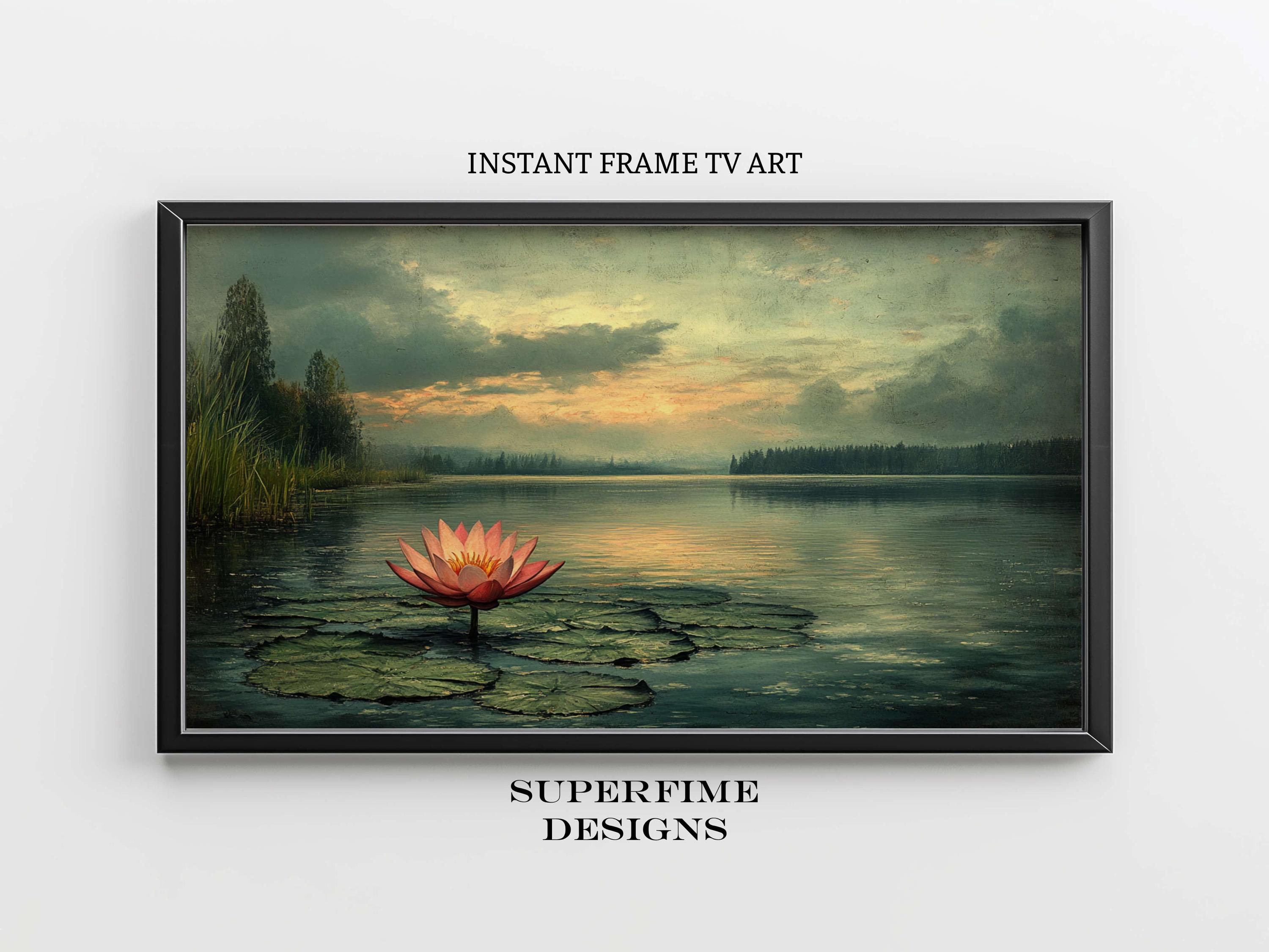 睡蓮の池のフレーム TV アート: 田舎の風景のスクリーンセーバー