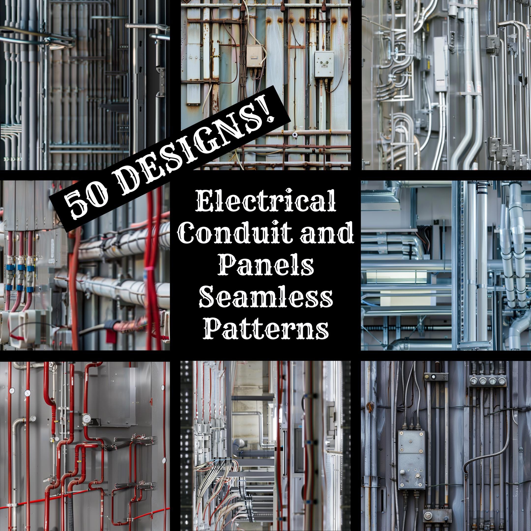 Electrical Conduit Seamless Pattern: 50 PNG Textures (digital Download ...