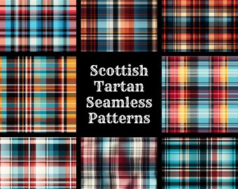Scottish Tartan Seamless Patterns: Digital Scrapbook Paper (Instant Download)