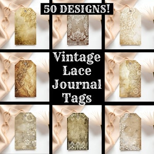 Etichette per diario in pizzo vintage, etichette stampabili in pizzo vintage, immagine in pizzo vintage, forniture per diario in pizzo vintage, inserti per diario, etichette regalo
