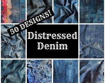 Distressed Denim Journal Paper: Vintage Scrapbook Inserts (Digital Download)