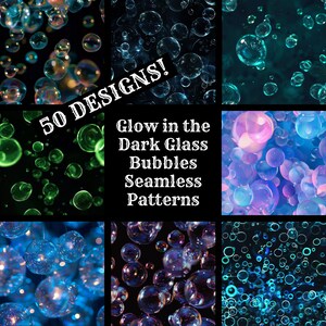 Glow in the Dark glazen bubbels naadloos patroon: 50 digitale png-papieren (digitale download)