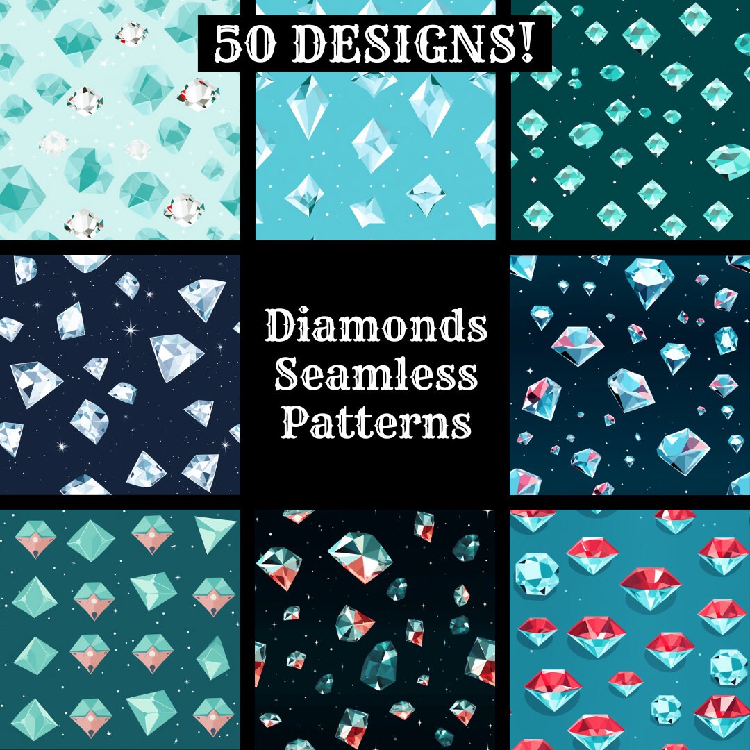 Diamonds Seamless Pattern: 50 PNG Digital Papers (digital Download) - Etsy
