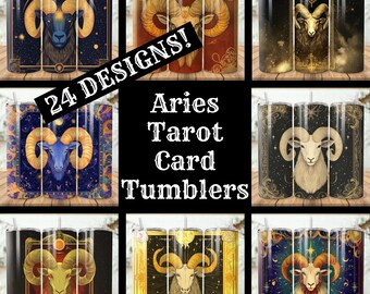 Aries Tarot Card Tumbler Designs: 20oz Skinny Tumbler Bundle (Digital Download)