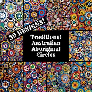 Tradycyjne australijskie kręgi aborygeńskie bezszwowe papiery cyfrowe, papier do scrapbookingu do druku bezszwowe tekstury, cyfrowe natychmiastowe pobieranie