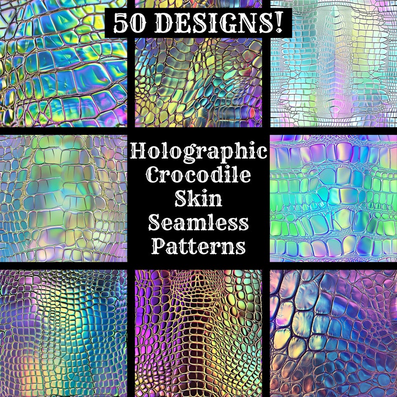 a collection of holographic skin seamless patterns