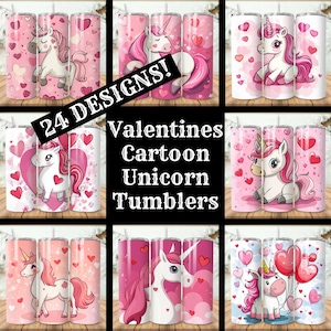 Lot de 24 gobelets licorne dessin animé pour la Saint-Valentin