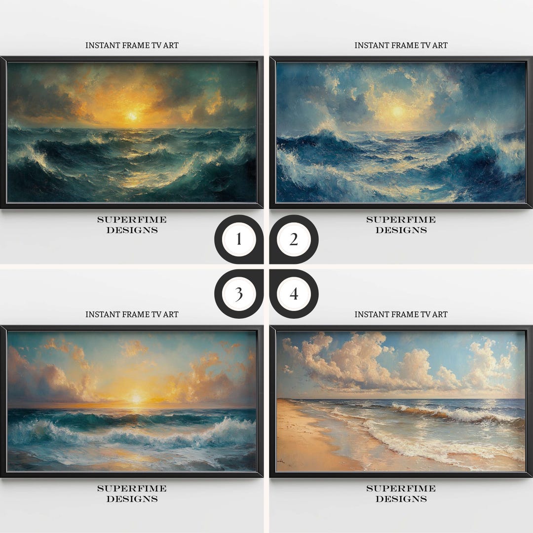 Samsung Frame TV Art Vintage Coastal DIGITAL Painting Minimalist Art