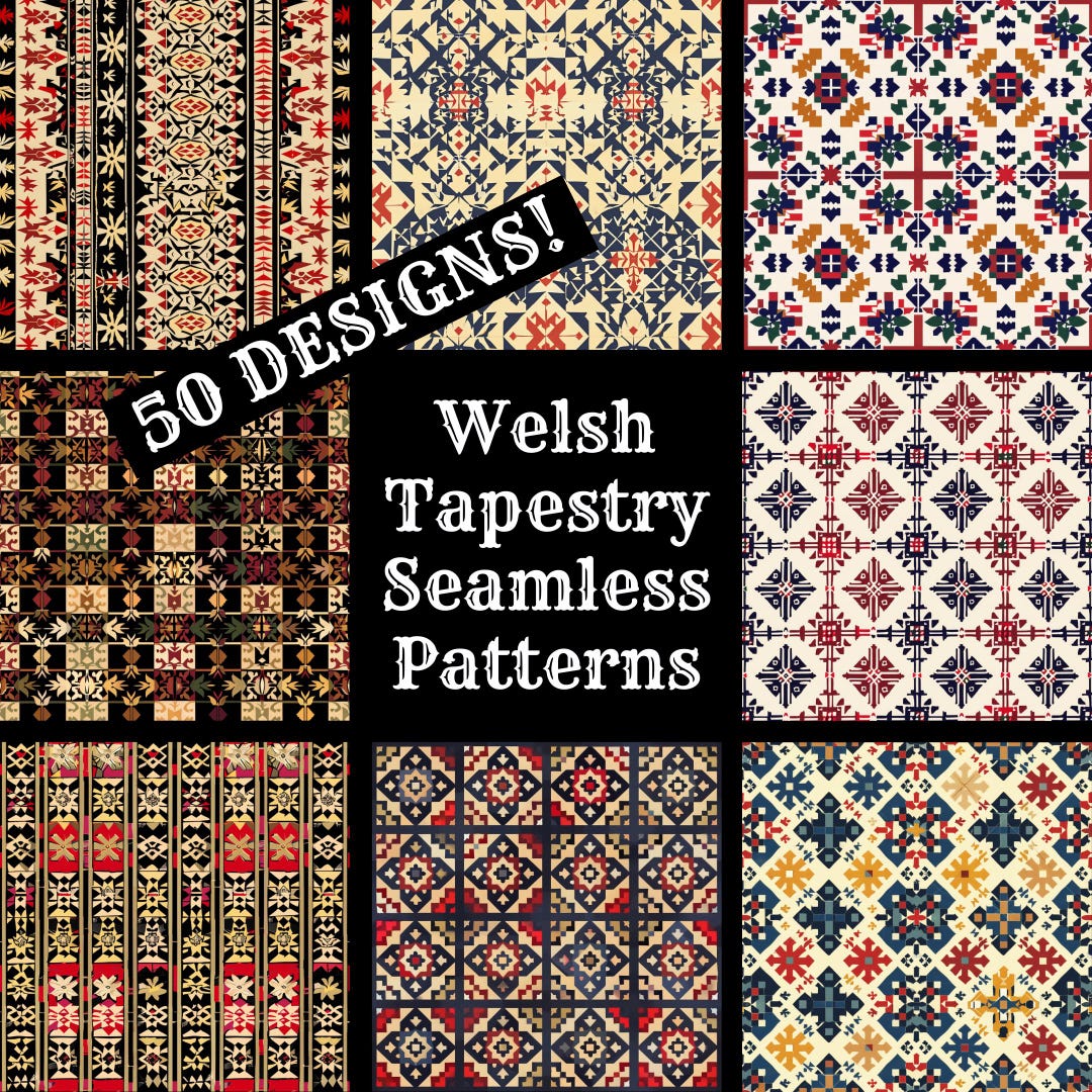 Tapestry Patterns.pdf Welsh Tapestry Seamless Pattern: Printable Scrapbook Paper (digital ...