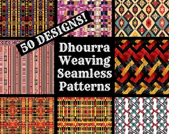 Dhourra Weaving Seamless Patterns: 50 PNG Digital Papers (Digital Download)