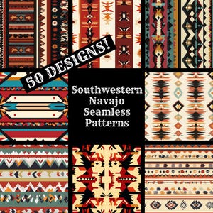 Papier numérique sans couture du sud-ouest de Navajo, textures sans couture de papier de scrapbooking imprimable, téléchargement numérique instantané