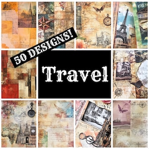 Travel Journal Paper, Travel Printable Paper, Vintage Journal Supplies, Journal Inserts