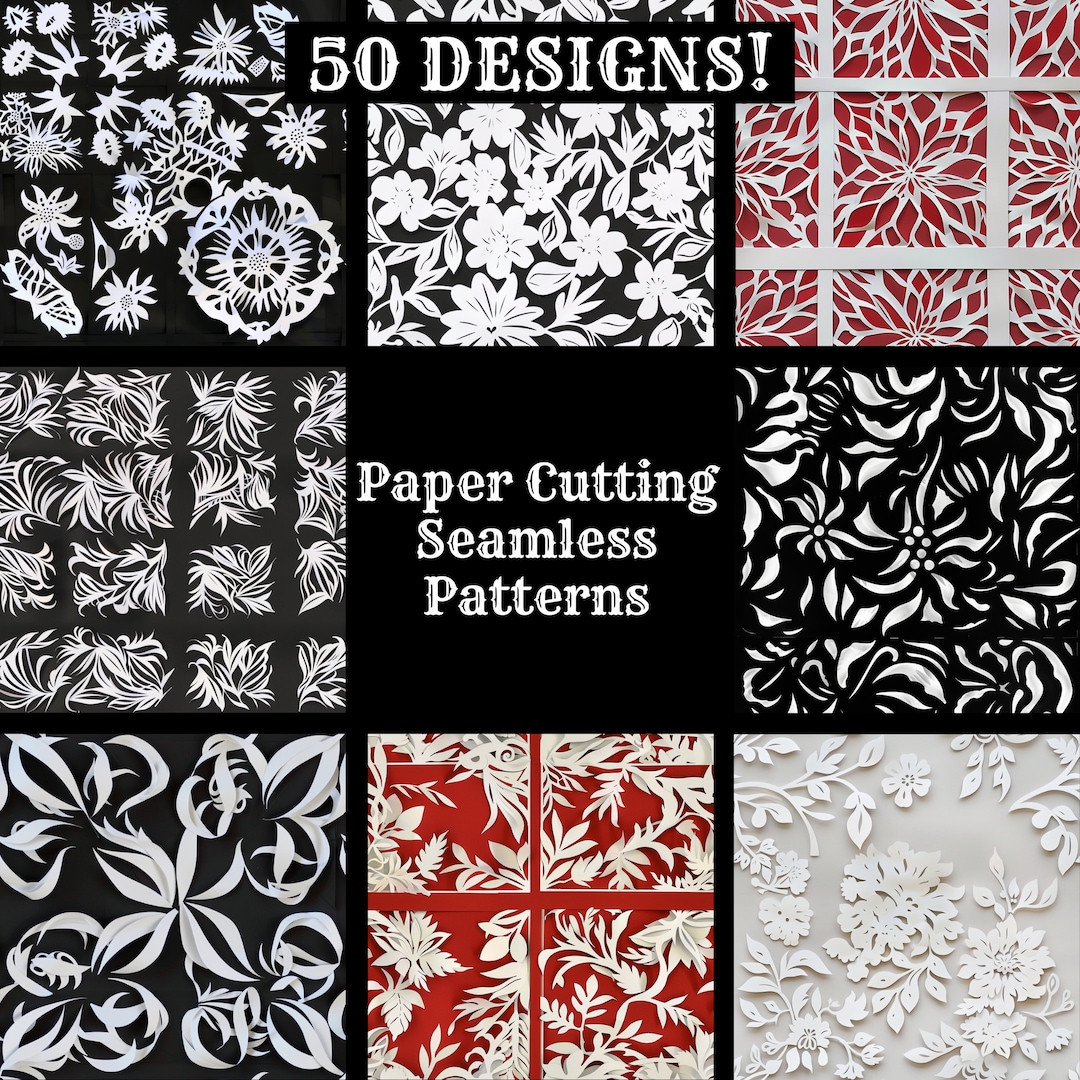 Paper Cutting Seamless Patterns: Printable Scrapbook Paper (digital ...