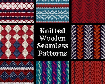 Knitted Woolen Seamless Pattern: 50 PNG Digital Papers (Digital Download)