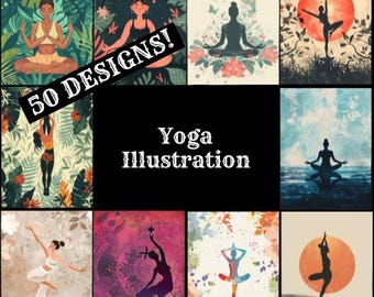 Yoga Illustration Printable Paper: Vintage Journal Inserts (Digital Download)