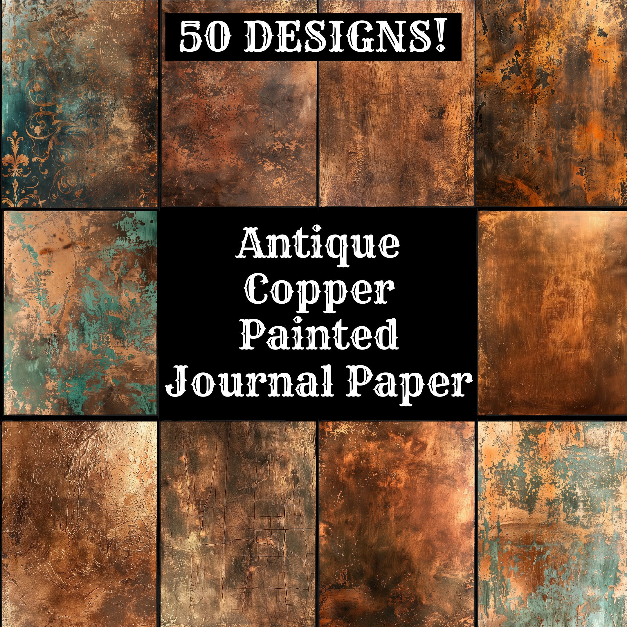 Antique Copper Painted Paper, Antique Copper Painted Printable Paper, Vintage Antique Copper Painted Copper Journal Supplies Journal Inserts