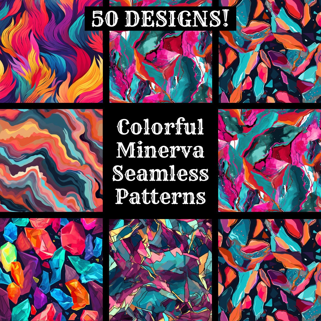 Colorful Minerva Seamless Digital Paper, Printable Scrapbook Paper ...