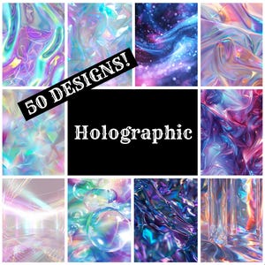 Holographic Journal Paper: Vintage Scrapbook Inserts (PNG Digital Download)
