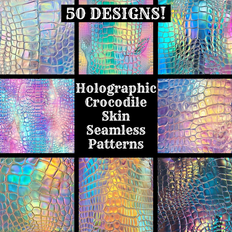a collection of holographic skin seamless patterns