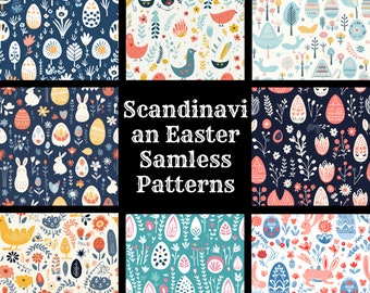 Scandinavian Easter Seamless Digital Paper, Printable Scrapbook Paper Seamless Textures, Digital Instant Download Scandinavian Easter Paper