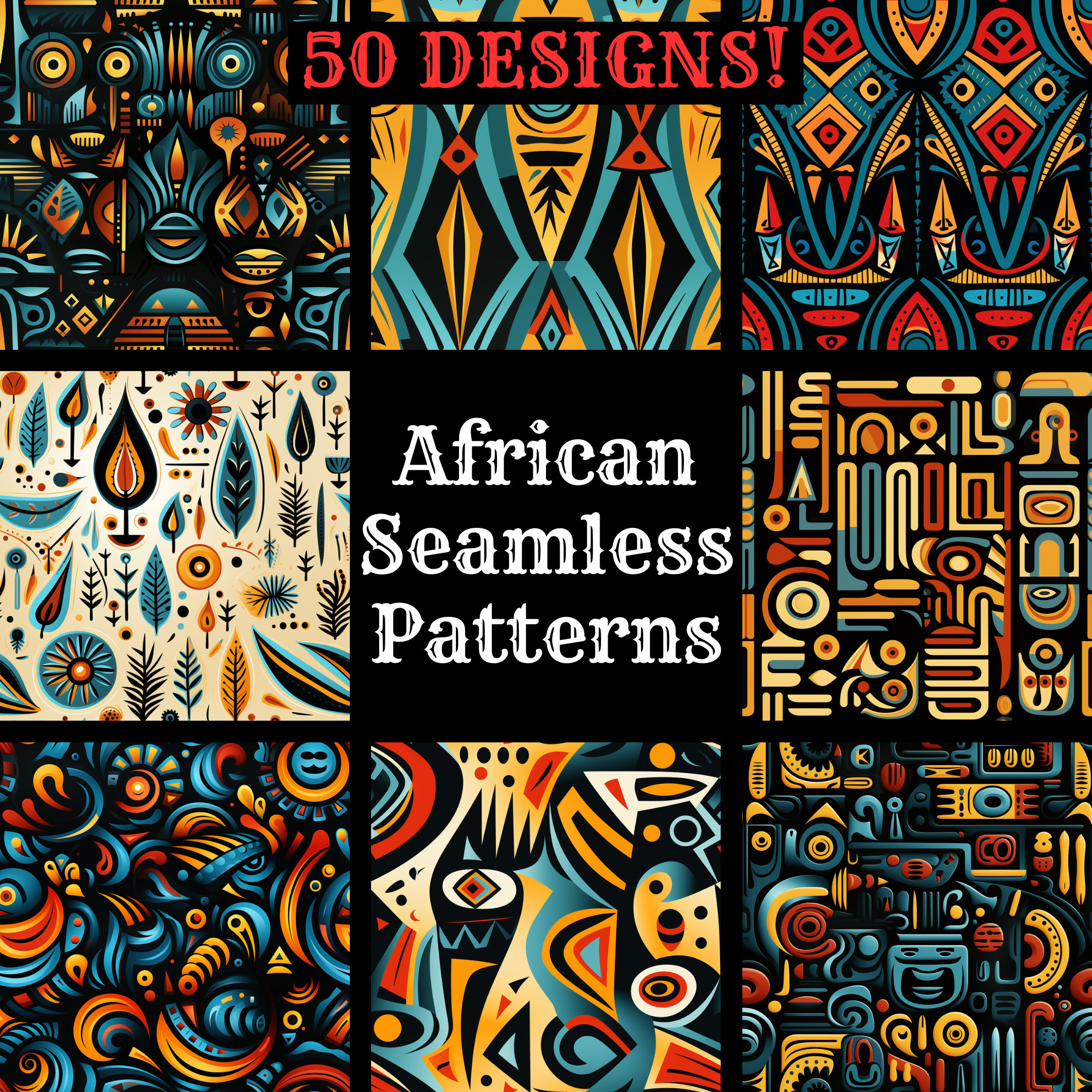 Afrikanische nahtlose Digitalpapier, druckbare Scrapbook Papier nahtlose Texturen, sofortiger Download, kommerzielle Nutzung afrikanisches Muster