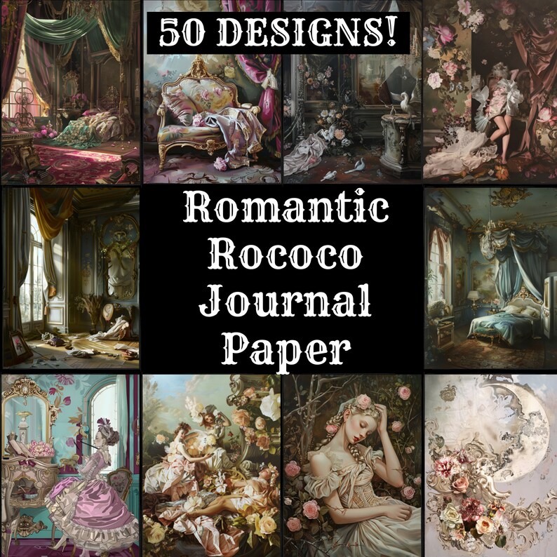 Romantic Rococo Journal Paper, Romantic Rococo Printable Paper, Vintage ...