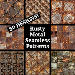 Rusty Metal Seamless Digital Paper, Rusty Metal Printable Scrapbook Paper Seamless Textures, Digital Instant Download