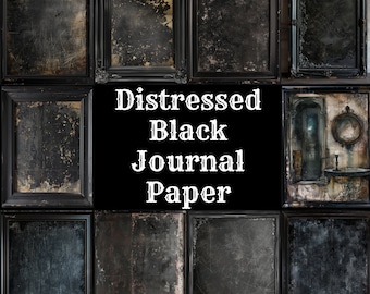 Distressed Black Journal Paper: Vintage Scrapbook Inserts (PNG Digital Download)