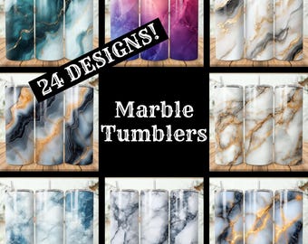 Marble Tumbler Wrap Bundle: 24 Sublimation Designs (Digital Download)