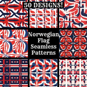 Norwegian Flag Seamless Pattern: Digital Scrapbook Paper (PNG)