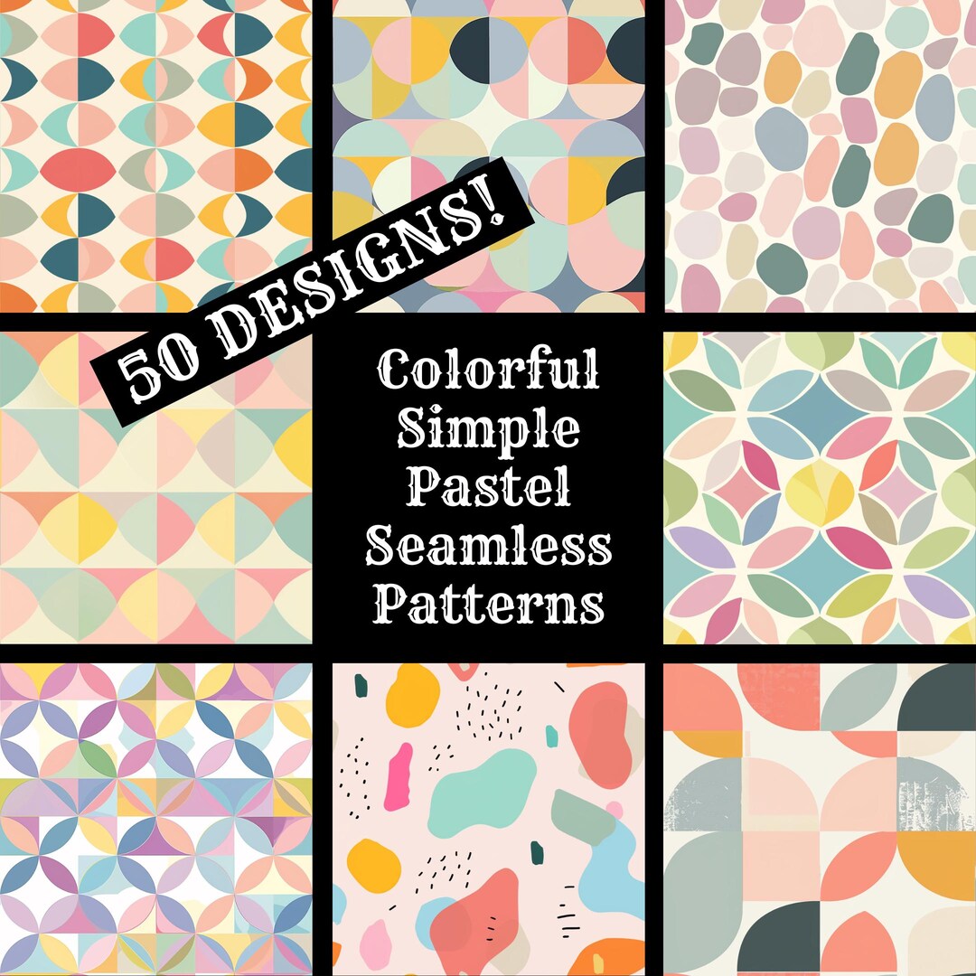 Pastel Seamless Pattern: 50 Colorful Scrapbook Papers (digital Download ...