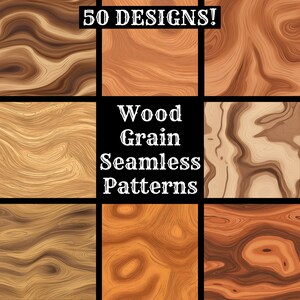Wood Grain Seamless Pattern: 50 Printable Textures (Digital Download)