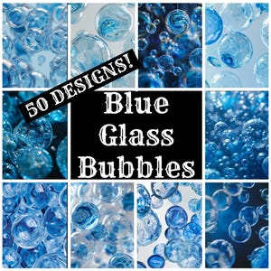 Papel para diario con burbujas de vidrio azul, papel imprimible con burbujas de vidrio azul, suministros para diarios antiguos, insertos para diarios