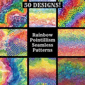 Rainbow Pointillism Seamless Digital Paper, Rainbow Pointillism Printable Scrapbook Paper Seamless Textures, Digital Instant Download