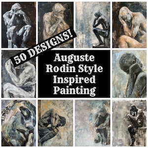 Carta per diario ispirata alla pittura in stile Auguste Rodin, carta stampabile Auguste Rodin, forniture per diario vintage Auguste Rodin, inserti per diario