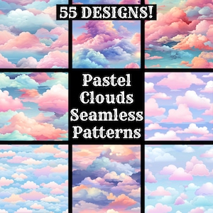 Pastel Clouds Seamless Pattern: Scrapbook Paper (Digital Download)