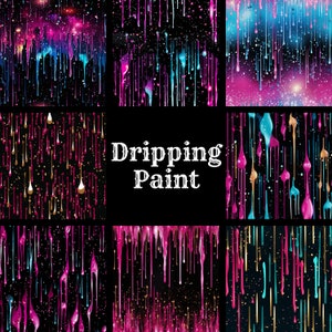 Einzigartige tropfende Farbe digitales Papier für Scrapbooking, Home Decor, Instant Download