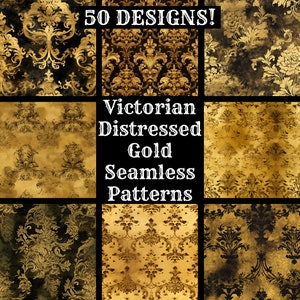 Victorian Distressed Gold Seamless Digital Paper, Printable Scrapbook Paper Seamless Textures, Digital Instant Download Victorian Background