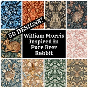 William Morris Brer Rabbit Printable Paper: 50 PNG Designs (Digital Download)