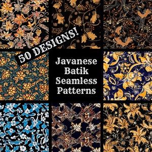 Javanesiska batikmönster: Utskrivbart scrapbookpapper (digital nedladdning)