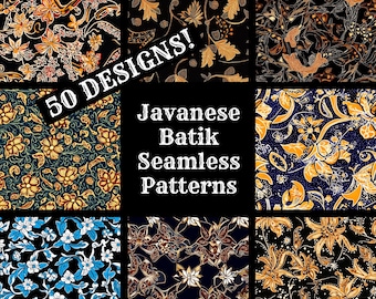 Modèles sans couture batik javanais : papier de scrapbooking imprimable (téléchargement numérique)