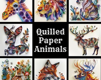 Quilled Paper Animals Paper, Quilled Paper Animals Printable Paper, Quilling Paper, Quilled Paper Animals Journal Supplies, Journal Inserts