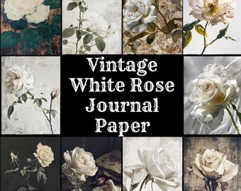 Papier journal vintage rose blanche : album à imprimer (téléchargement numérique)