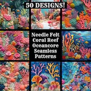 Needle Felt Coral Reef Seamless Pattern: Oceancore Digital Paper (Digital Download)