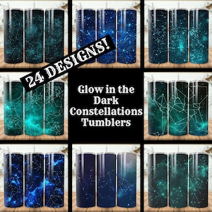 Glow in the Dark Constellations-beker 24 bundels Glow in the Dark 20 oz magere beker Sublimatie Constellations taps toelopende beker