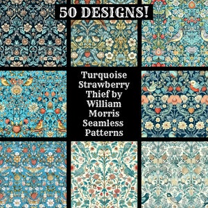 Türkis Erdbeerdieb von William Morris Nahtloses digitales Papier, druckbares Scrapbook Papier nahtlose Texturen, digitaler Sofort Download