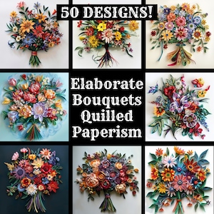 Buquês elaborados Papel Quilled Papel, Papel Quilled Papel para impressão, Buquês elaborados Papel Quilled Material para diário, Encartes para diário